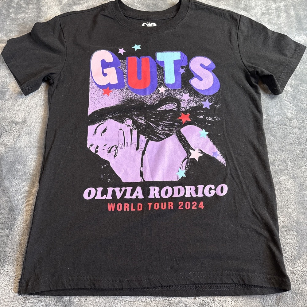 Olivia Rodrigo T-Shirt Women's XS Black GUTS World Tour 2024 Pop Concert Merch